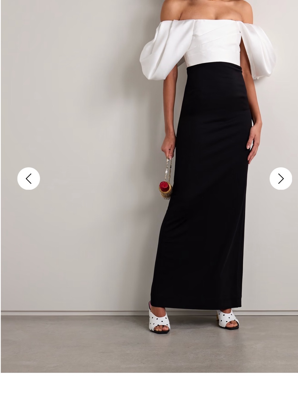 Solace London Black and White Strapless Gown